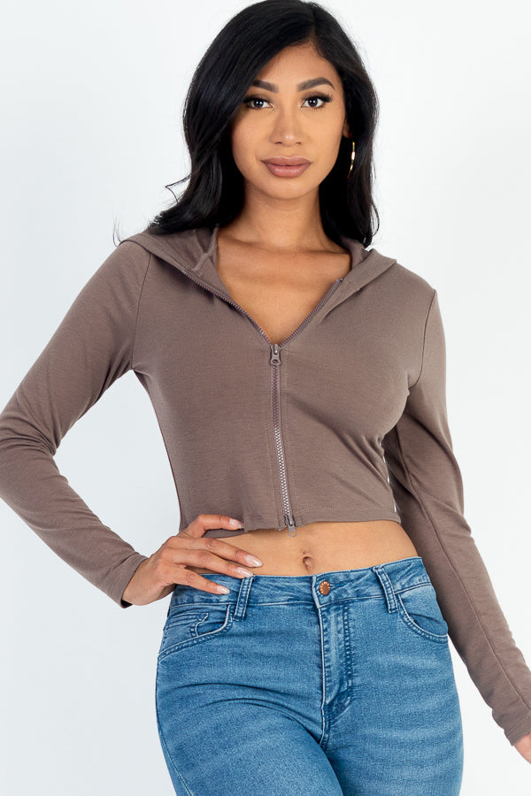 French Terry Crop Zip Up Hoodie (CAPELLA)-8