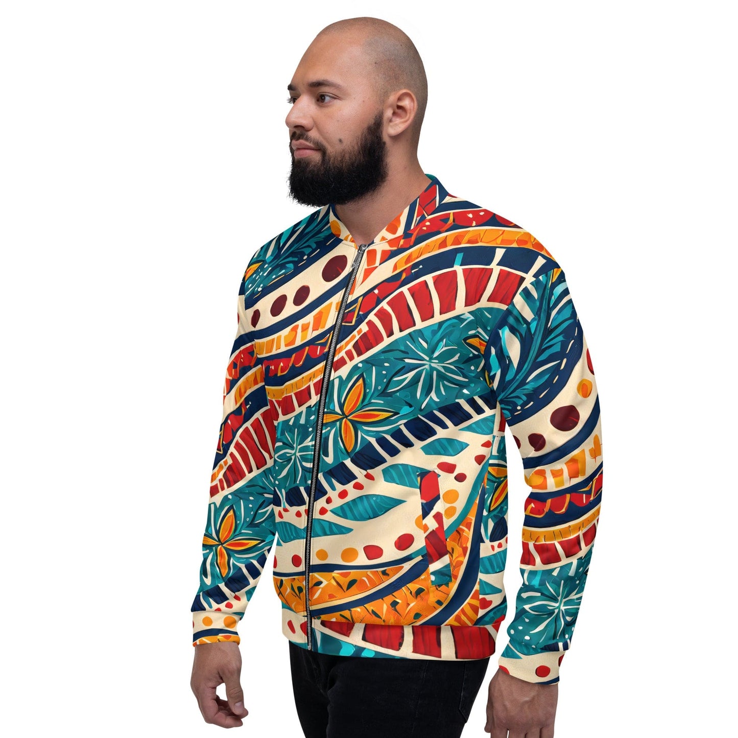 Mens Bomber Jacket - Boho Floral Print-3