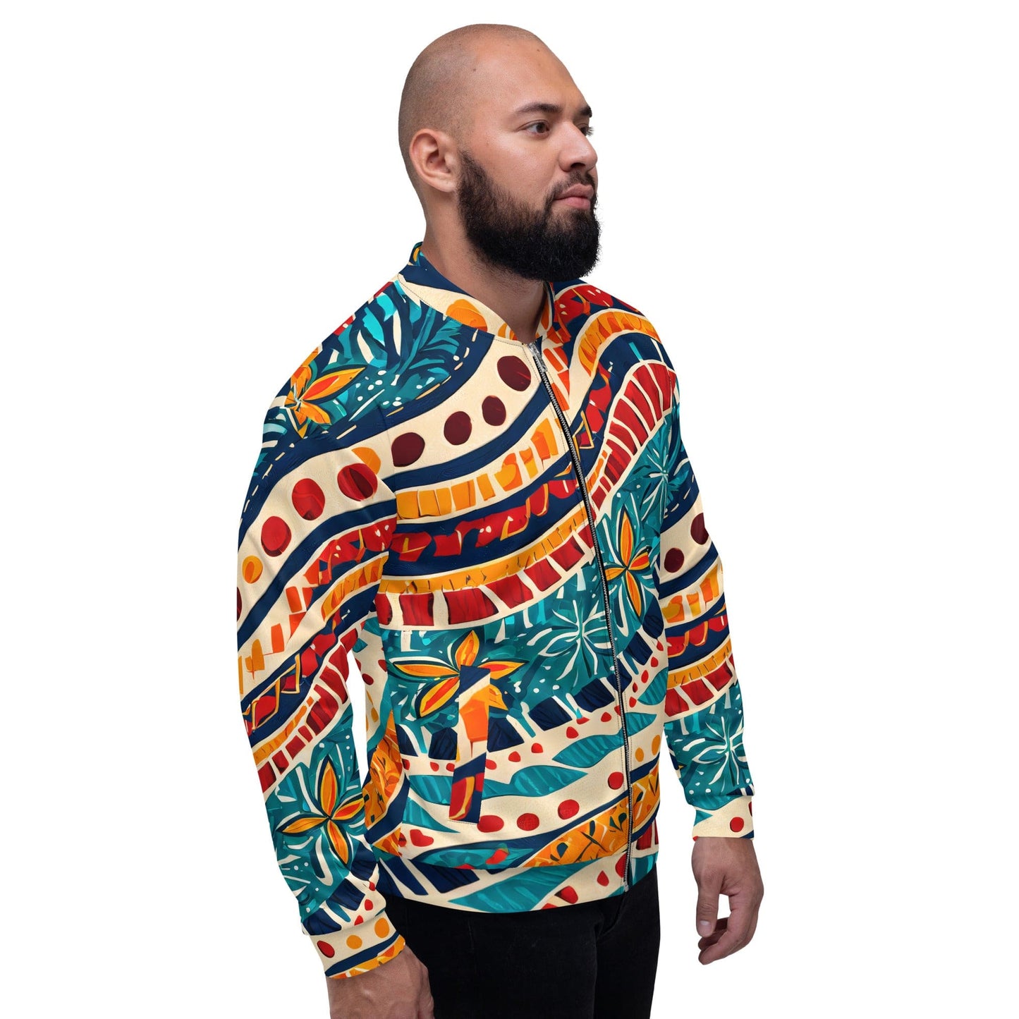 Mens Bomber Jacket - Boho Floral Print-2