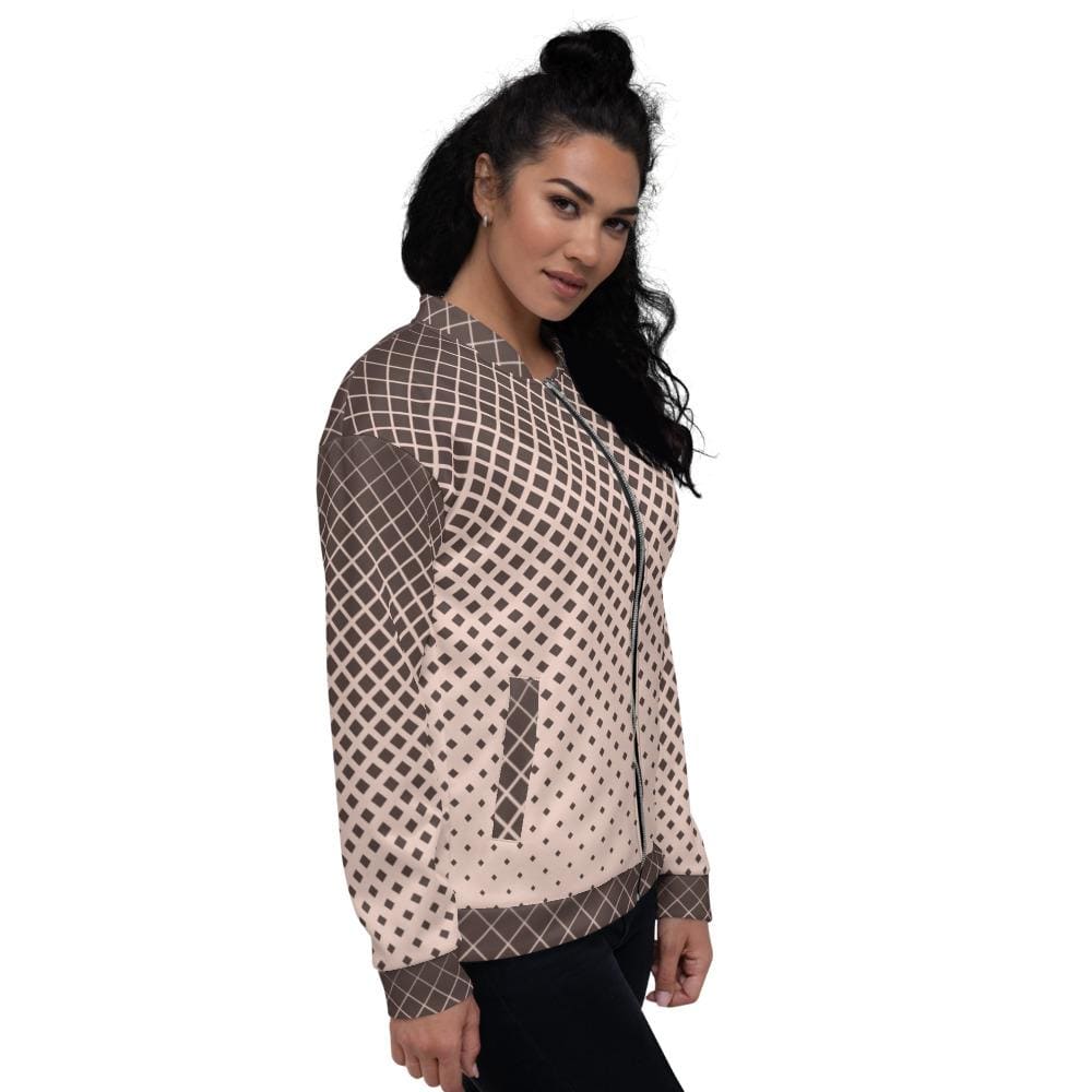 Womens Jacket - Burgundy Half-tone Style Bomber Jacket-2