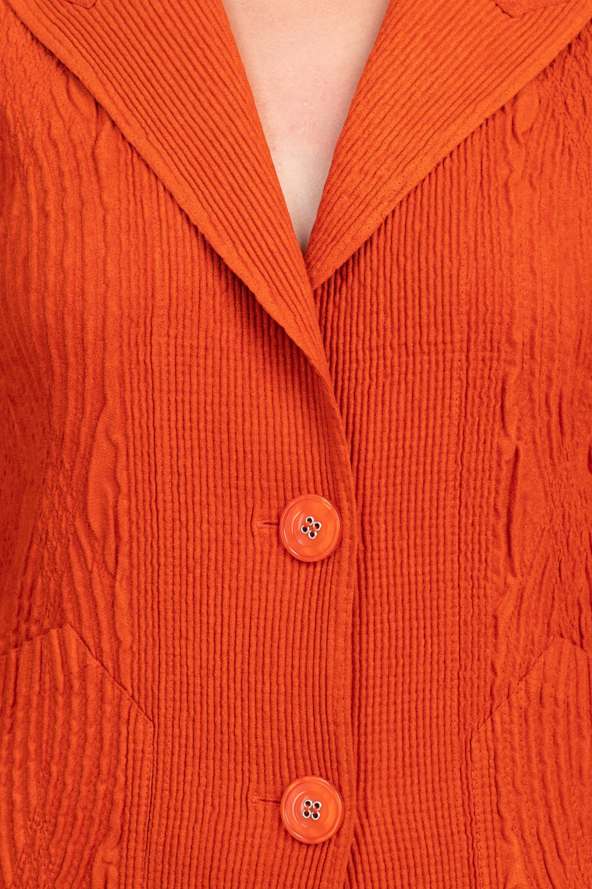Flair Notched Collar Long Sleeve 2 Button Closure Solid Textured Jacket-3