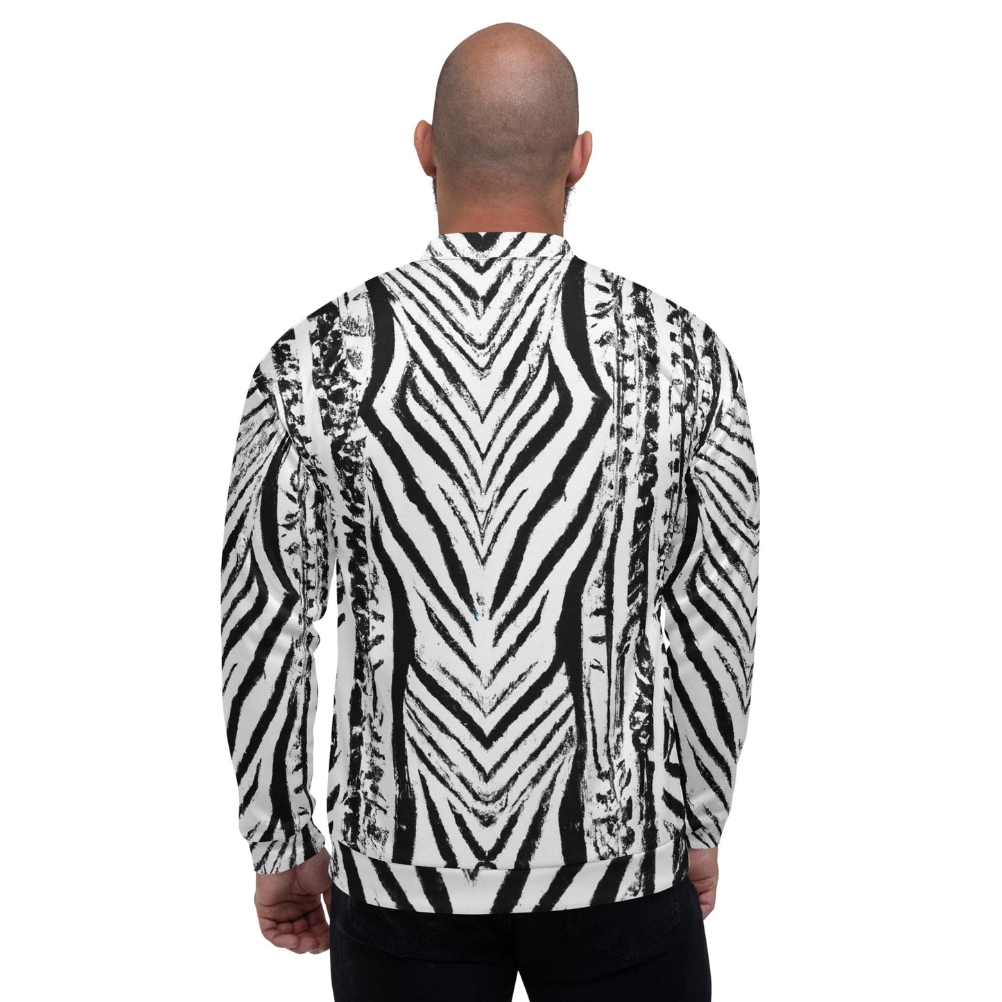 Mens Bomber Jacket - Black White Native Print-1