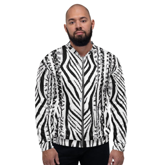 Mens Bomber Jacket - Black White Native Print-0