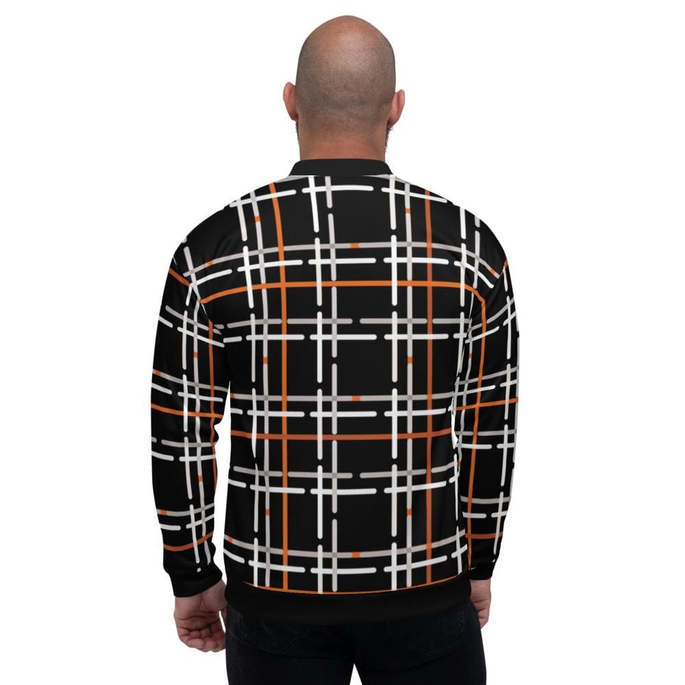 Mens Jacket - Tartan Plaid Colorblock Bomber Jacket Black/multicolor-1