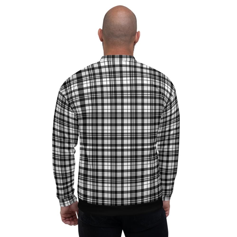 Mens Jacket - Tartan Plaid Edgy Bomber Jacket Black/white-1