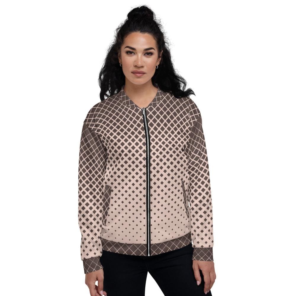 Womens Jacket - Burgundy Half-tone Style Bomber Jacket-0